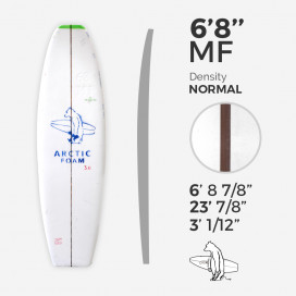 6'8'' MF Fish - Green density - latte 1/8'' Red cedar, ARCTIC FOAM