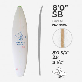 8'0'' SB Shortboard - Green density - latte 3/16'' Basswood, ARCTIC FOAM