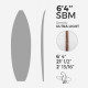 6'4'' SBM Shortboard - Orange density - 1/8" Basswood, ARCTIC FOAM