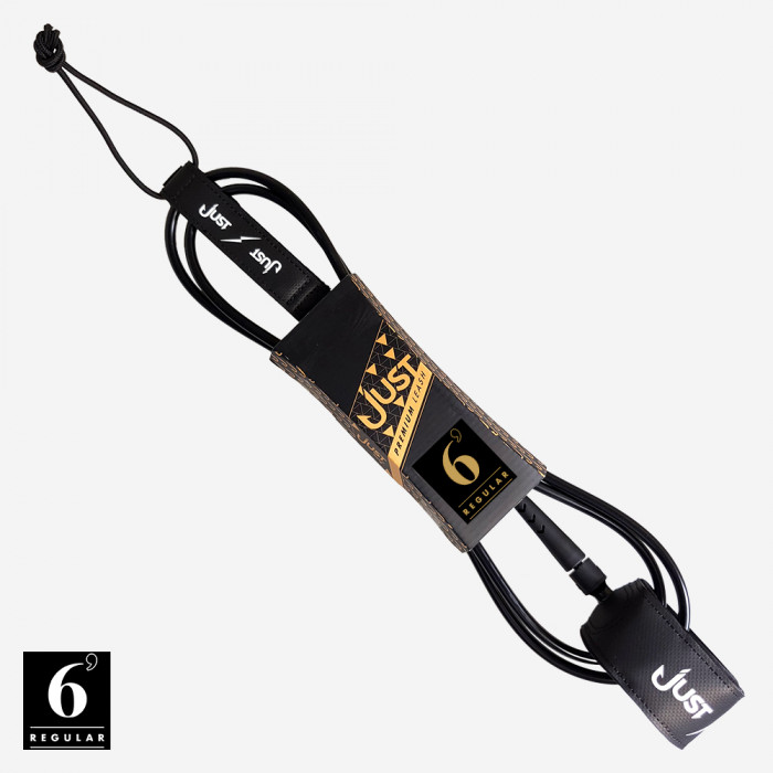 Leash surf Premium - Regular 6'0'' x 7mm - Negro, JUST