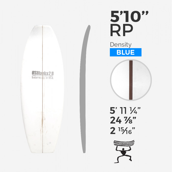 5'10'' RP Fish - Blue Density - costilla 1/8'' Dark wood, US BLANKS