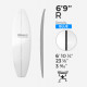 6'9'' R Shortboard - Blue Density - 1/8'' - 3 Ply Black/Black/Black stringer, US BLANKS