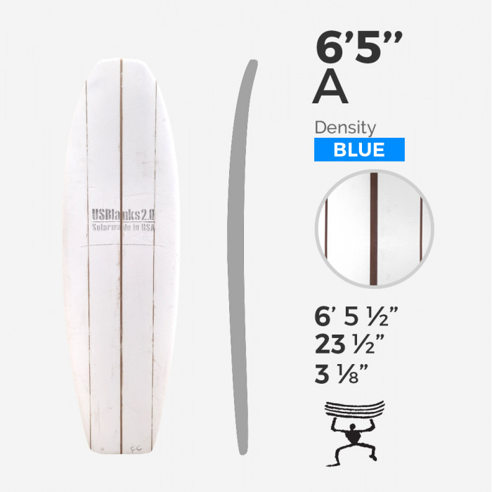 6'5'' A Fish - Blue Density - 3 costillas de red y dark woods, US BLANKS