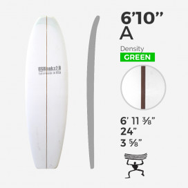 6'10'' A Fish - Green Density - latte 1/4'' Dark wood, US BLANKS