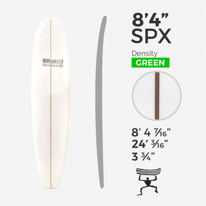 8'4'' SPX Mid - Green Density - 1/4'' Dark wood stringer, US BLANKS