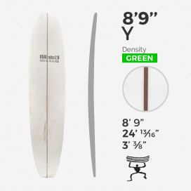 8'9'' Y Longboard - Green Density - 3/8'' Dark wood stringer, US BLANKS
