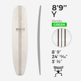 8'9'' Y Longboard - Green Density - 3 costillas Dark wood, US BLANKS