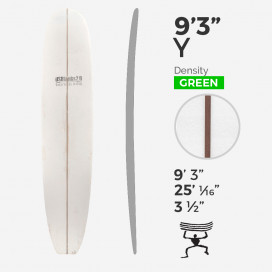 9'3'' Y Longboard - Green Density - 3/8'' Dark wood stringer, US BLANKS