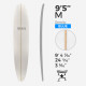 9'5'' M Longboard - Blue Density - latte 3/8'' Basswood, US BLANKS