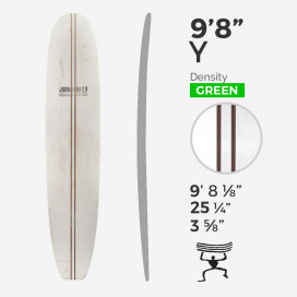 9'8'' Y Longboard - Green Density - costillas doble 3/8'' Dark wood, US BLANKS