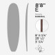 8'8'' E Malibu - Green density - latte 1/4 Red Cedar - Artic foam