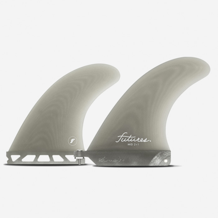 Longboard fin - MID 2+1 - Fiberglass Smoke, FUTURES.