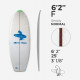 6'2'' F Fish - Green Density - costilla de 1/8 Red Cedar, ARCTIC FOAM