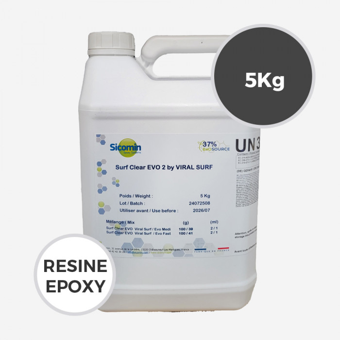 5 kg de resine epoxy SR Surf Clear EVO 2 Viral Surf - Sicomin