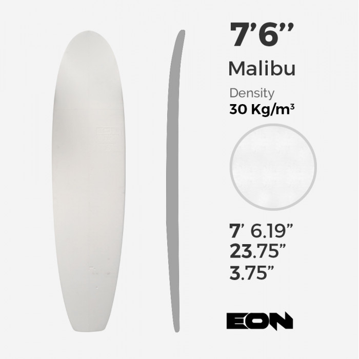 Foam EPS 7'6'' malibu - sin costilla, EON Foam