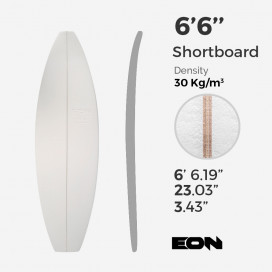 Foam EPS 6'6'' shortboard / Fish - costilla 1/8'' Ply, EON Foam