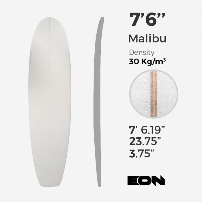 EPS malibu 7'6'' blank - 4mm ply stringer, EON Foamsh