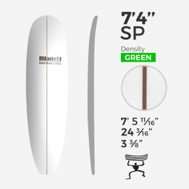 7'4'' SP Mid - Green Density - 1/4'' Dark wood stringer, US BLANKS