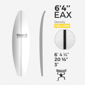 6'4'' EAX Shortboard - CT Foam Yellow Density - 1/8'' - 3 Ply Black/Black/Black stringer, US BLANKS