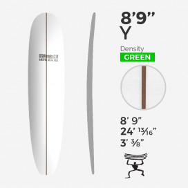 8'9'' Y Longboard - Green Density - 3/8'' Dark wood stringer, US BLANKS