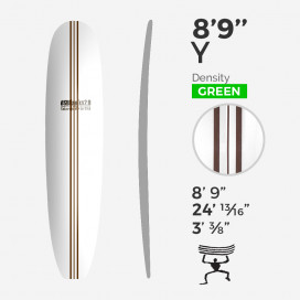 8'9'' Y Longboard - Green Density - 3 costillas Dark wood, US BLANKS