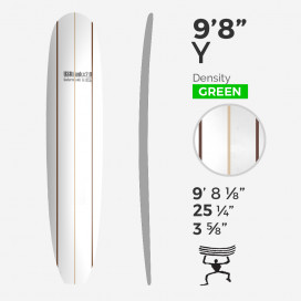 9'8'' Y Longboard - Green Density - 3 lattes Bass and Dark woods, US BLANKS