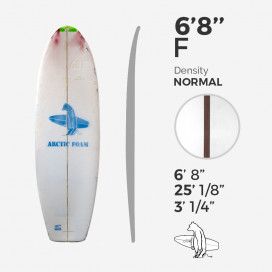 6'8'' F Fish - Green density - latte 1/8'' Dark Brown Thermo Basswood, ARCTIC FOAM