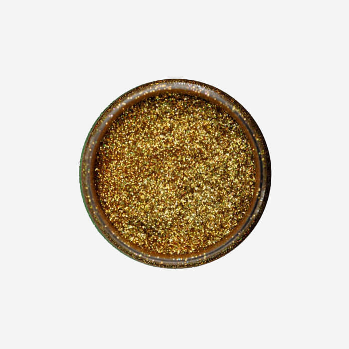 1/2 oz (14 gr) brilliant "Holo Gold" Glitter (size 0,008", 0,2 mm)