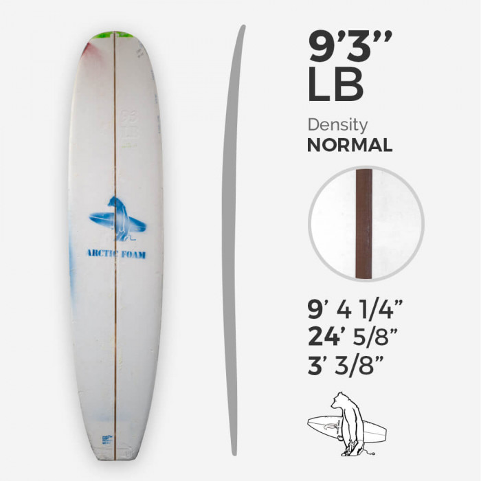 9'3'' L Longboard, Green density - latte 3/8'' Red Cedar, ARCTIC FOAM