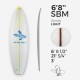 6'8'' SBM Shortboard - Yellow light density - 1/8" Basswood, ARCTIC FOAM