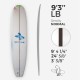 9'3'' L Longboard, Green density - 1/4'' Dyed Basswood Brown stringer, ARCTIC FOAM