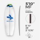 5'10'' F Fish - Green Density - costilla de 1/8" Dyed Basswood Brown, ARCTIC FOAM