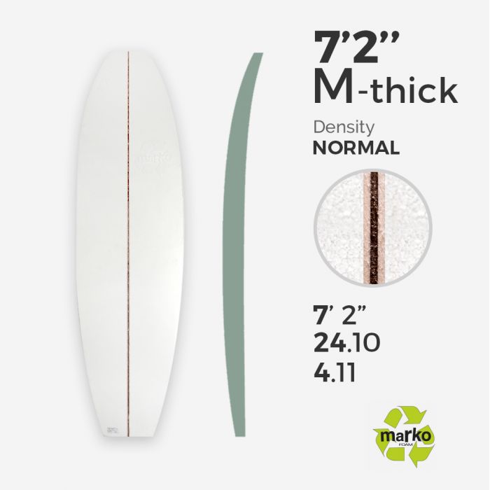 7'2'' Thick EPS - 7'2'' x 24" x 4,1" - latte 1/8'' Ply, MARKO FOAM